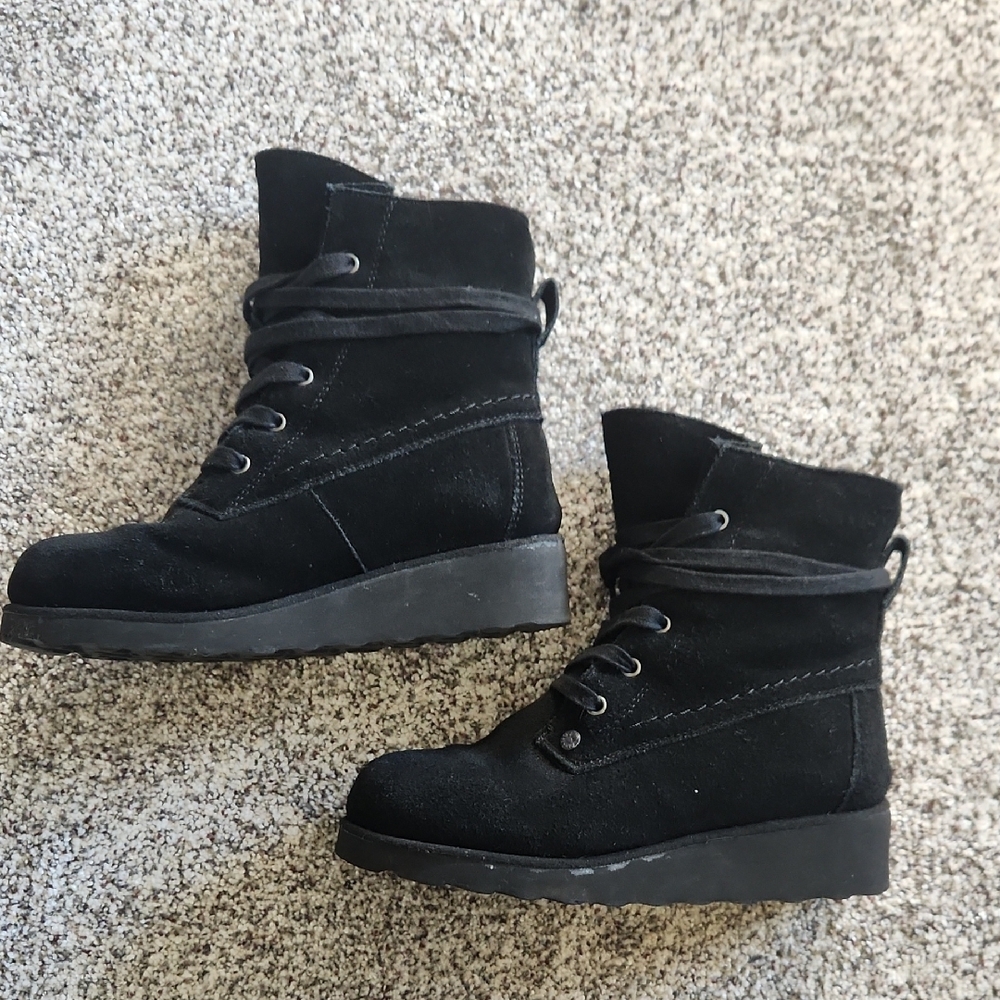 BearPaw Black Lace Up Boots